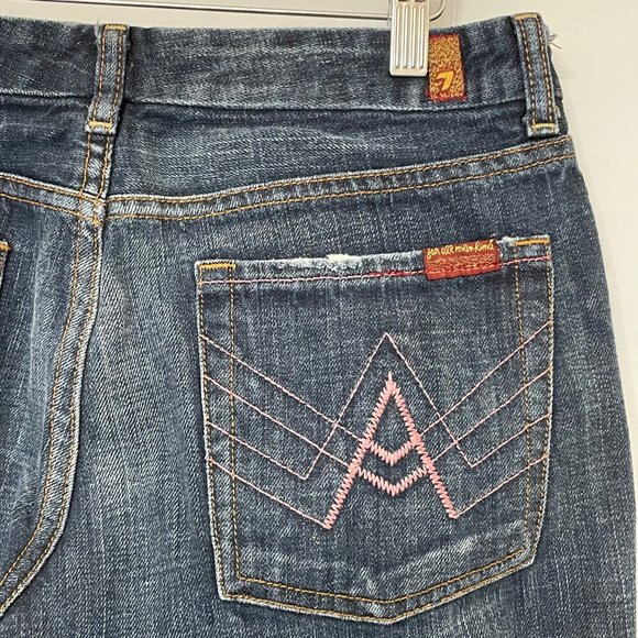 7 For All Mankind Womens 30 A Pocket Bootcut Flare Denim Jeans Low Rise USA Made - Picture 10 of 16